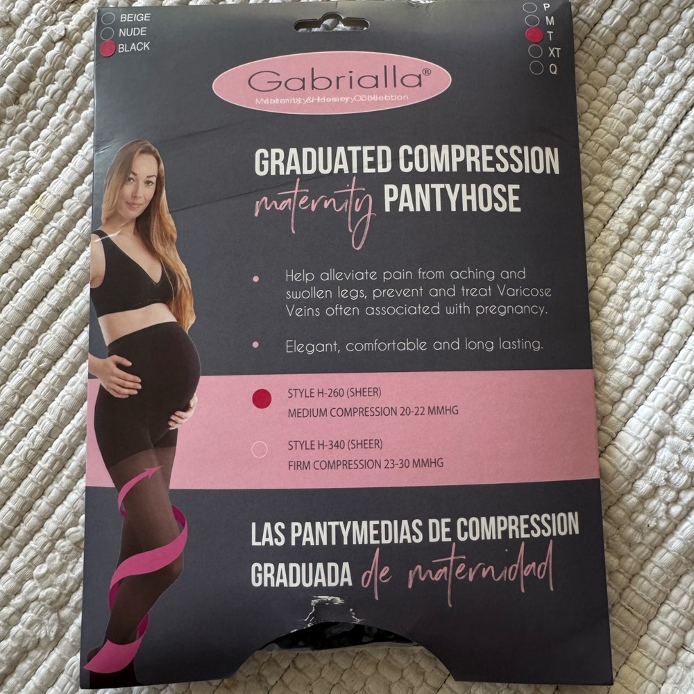 Black Graduated Compression Maternity Pantyhose